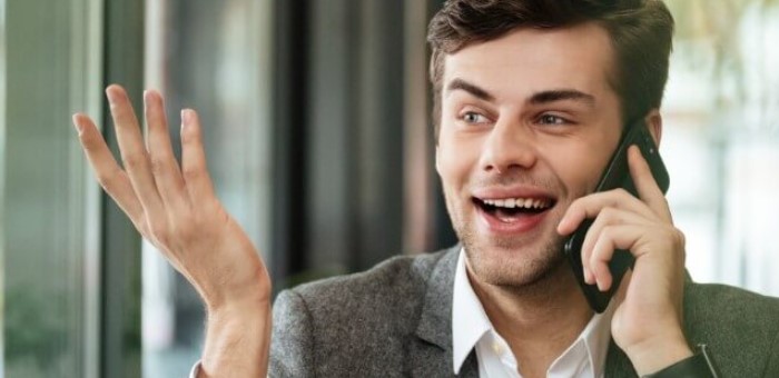 male worker on phone